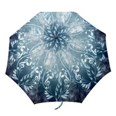 Music, Decorative Clef With Floral Elements In Blue Colors Folding Umbrellas