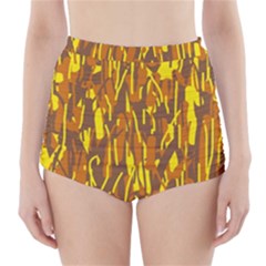 Yellow Pattern High-waisted Bikini Bottoms by Valentinaart