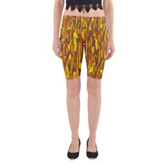 Yellow Pattern Yoga Cropped Leggings