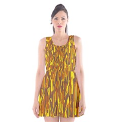 Yellow Pattern Scoop Neck Skater Dress