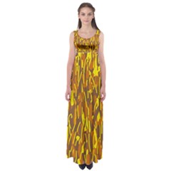 Yellow Pattern Empire Waist Maxi Dress