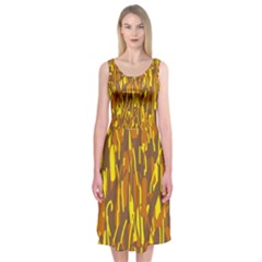 Yellow Pattern Midi Sleeveless Dress