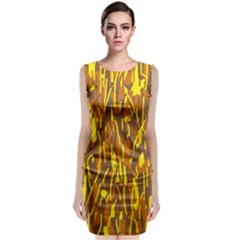 Yellow Pattern Classic Sleeveless Midi Dress