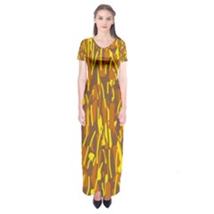 Yellow Pattern Short Sleeve Maxi Dress by Valentinaart