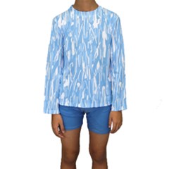 Blue Pattern Kid s Long Sleeve Swimwear