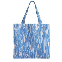 Blue Pattern Zipper Grocery Tote Bag