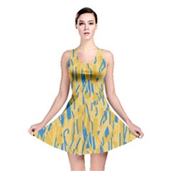 Yellow And Blue Pattern Reversible Skater Dress by Valentinaart