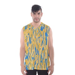 Yellow And Blue Pattern Men s Basketball Tank Top