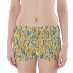 Yellow And Blue Pattern Boyleg Bikini Wrap Bottoms by Valentinaart