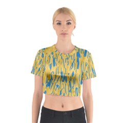 Yellow And Blue Pattern Cotton Crop Top