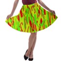 Green and red pattern A-line Skater Skirt View1