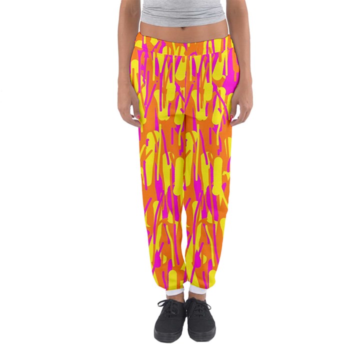 Pink and yellow pattern Women s Jogger Sweatpants