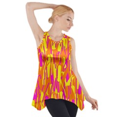 Pink And Yellow Pattern Side Drop Tank Tunic