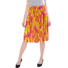 Pink And Yellow Pattern Midi Beach Skirt