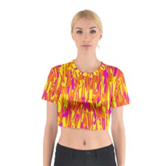 Pink And Yellow Pattern Cotton Crop Top