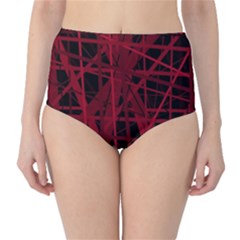 Black And Red Pattern High-waist Bikini Bottoms by Valentinaart