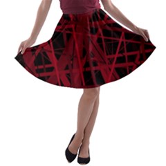 Black And Red Pattern A-line Skater Skirt by Valentinaart