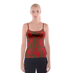 Red Pattern Spaghetti Strap Top by Valentinaart