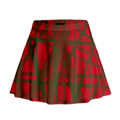 Red Pattern Mini Flare Skirt by Valentinaart