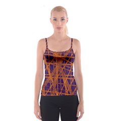 Blue and orange pattern Spaghetti Strap Top