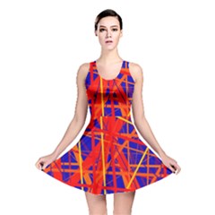 Orange And Blue Pattern Reversible Skater Dress by Valentinaart