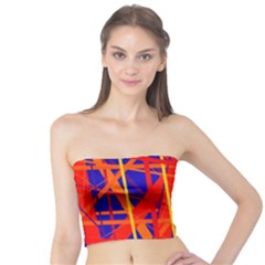 Orange And Blue Pattern Tube Top by Valentinaart