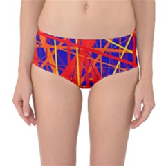 Orange And Blue Pattern Mid-waist Bikini Bottoms by Valentinaart