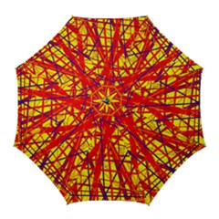 Yellow And Orange Pattern Golf Umbrellas by Valentinaart