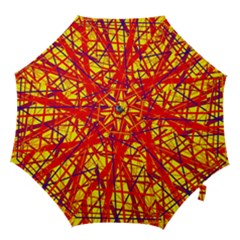 Yellow And Orange Pattern Hook Handle Umbrellas (large) by Valentinaart