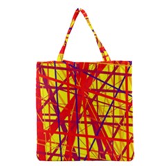 Yellow And Orange Pattern Grocery Tote Bag