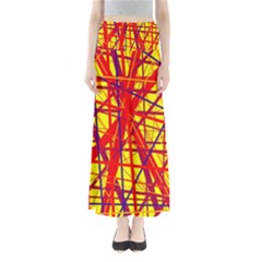 Yellow And Orange Pattern Maxi Skirts