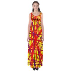 Yellow And Orange Pattern Empire Waist Maxi Dress