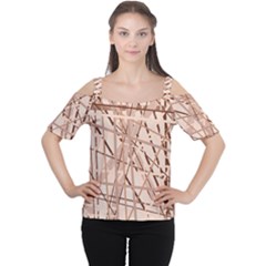 Brown Pattern Women s Cutout Shoulder Tee