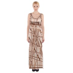 Brown Pattern Maxi Thigh Split Dress by Valentinaart