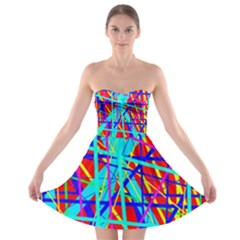 Colorful Pattern Strapless Dresses by Valentinaart