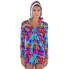 Colorful Pattern Women s Long Sleeve Hooded T-shirt