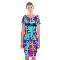 Colorful Pattern Classic Short Sleeve Midi Dress