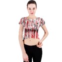 Red, black and white pattern Crew Neck Crop Top View1