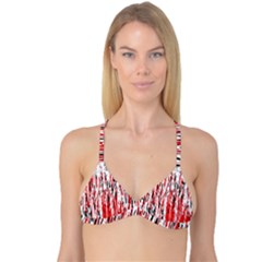 Red, Black And White Pattern Reversible Tri Bikini Top by Valentinaart