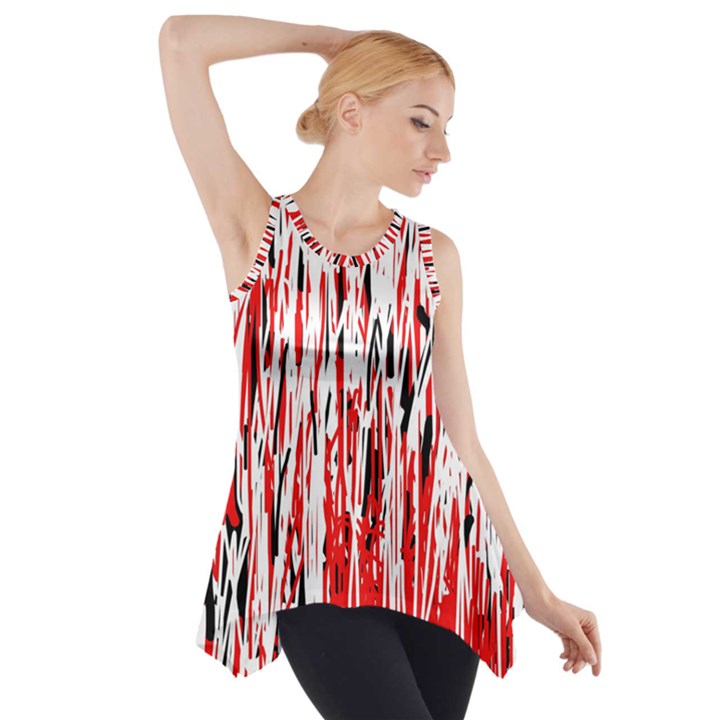 Red, black and white pattern Side Drop Tank Tunic