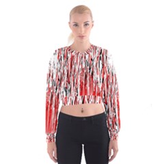 Red, Black And White Pattern Women s Cropped Sweatshirt by Valentinaart