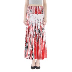 Red, Black And White Pattern Maxi Skirts