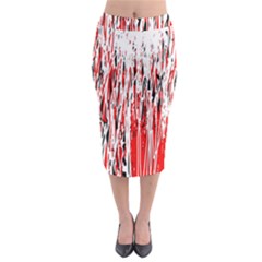 Red, Black And White Pattern Midi Pencil Skirt by Valentinaart