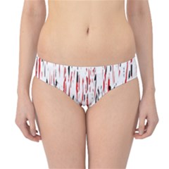 Red, Black And White Pattern Hipster Bikini Bottoms by Valentinaart