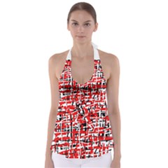 Red, White And Black Pattern Babydoll Tankini Top by Valentinaart