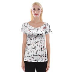 Red, White And Black Pattern Women s Cap Sleeve Top by Valentinaart