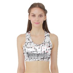 Red, White And Black Pattern Sports Bra With Border by Valentinaart