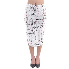 Red, White And Black Pattern Midi Pencil Skirt by Valentinaart