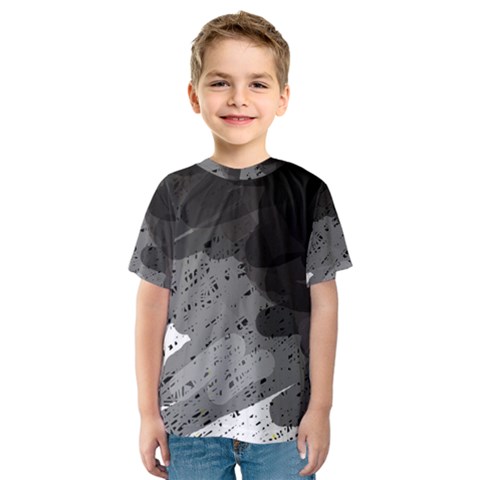 Black And Gray Pattern Kid s Sport Mesh Tee by Valentinaart