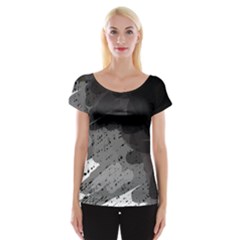 Black And Gray Pattern Women s Cap Sleeve Top